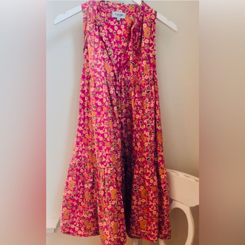 Olivia James The Label • Ro Short
Cotton Floral Tiered Sundress in Pink
Size Lg